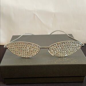 Silver Cat-Eye Glasses with Reflective Lenses